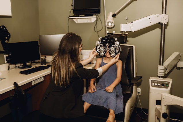 children eye exam in clinic